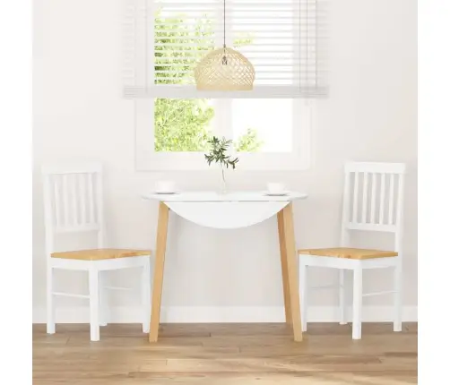 Valgomojo Kėdės 2 Vnt Baltos Medžio Masyvo Gumos Valgomojo Kėdės 2 Vnt Baltos Medžio Masyvo Gumos