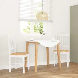 Valgomojo Kėdės 2 Vnt Baltos Medžio Masyvo Gumos Valgomojo Kėdės 2 Vnt Baltos Medžio Masyvo Gumos