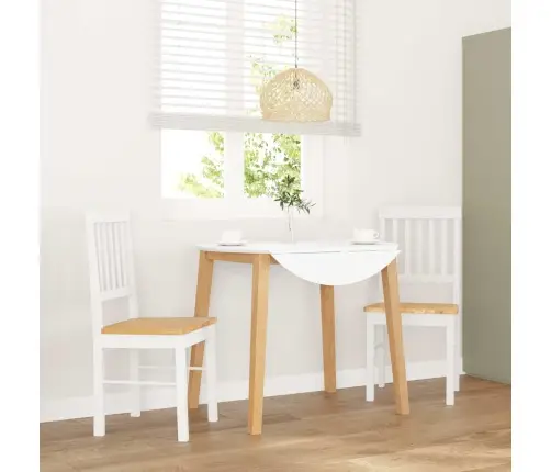 Valgomojo Kėdės 2 Vnt Baltos Medžio Masyvo Gumos Valgomojo Kėdės 2 Vnt Baltos Medžio Masyvo Gumos