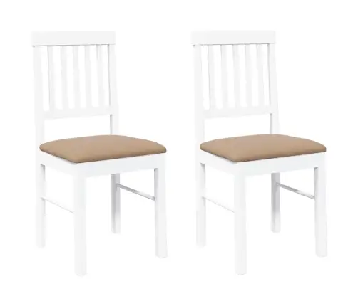 Valgomojo Kėdės Su Pagalvėlėmis 2 Vnt Balta Medžio Masyvo Guma