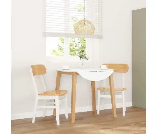 Söögitoolid, 2 Tk, Valge, Toekast Kautšukipuidust