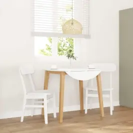 Ēdamistabas Krēsli 2 Gab. Balta Masīvkoka Gumija Vidaxl