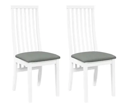 Söögitoolid Patjadega, 2 Tk, Valge, Kautšukipuit