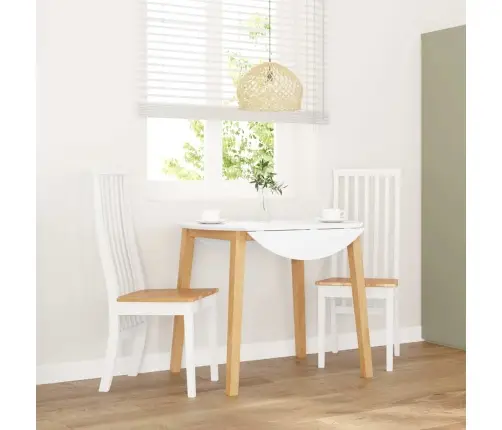 Ēdamistabas Krēsli 2 Gab. Balta Masīvkoka Gumija Vidaxl