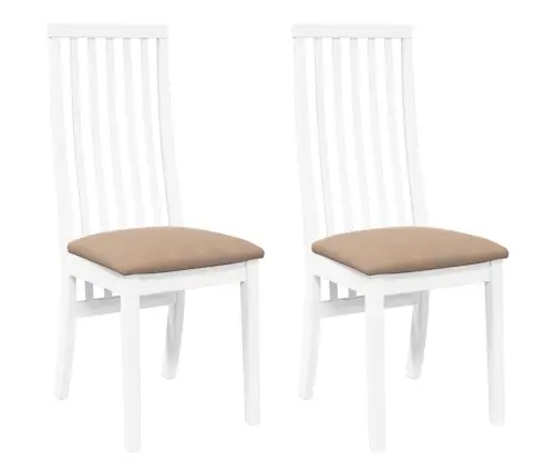 Valgomojo Kėdės Su Pagalvėlėmis 2 Vnt Balta Medžio Masyvo Guma