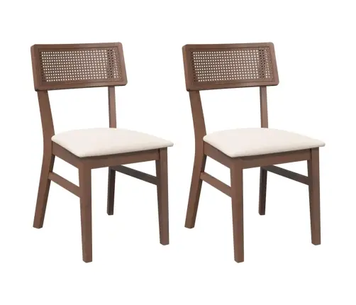 Ēdamistabas Krēsli Ar Spilveniem 2 Gab. Brūna Masīvkoka Gumija Vidaxl