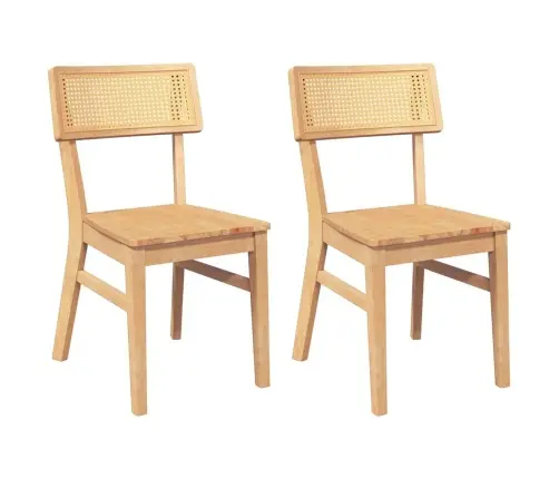 Ēdamistabas Krēsli 2 Gab. Masīvkoka Gumija Vidaxl