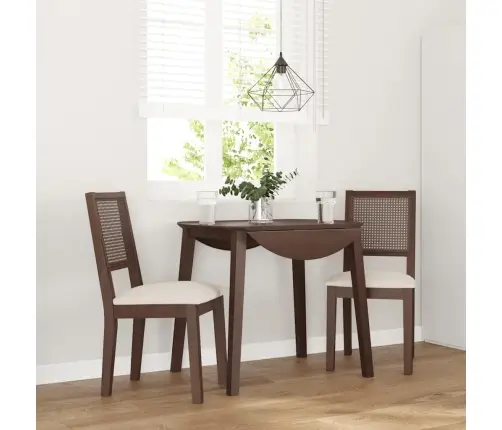 Ēdamistabas Krēsli Ar Spilveniem 2 Gab. Brūna Masīvkoka Gumija Vidaxl