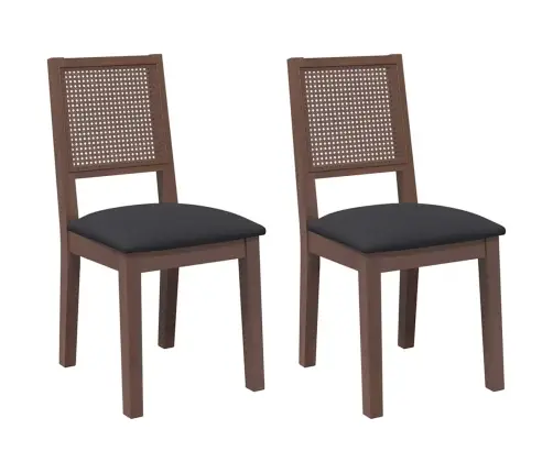 Ēdamistabas Krēsli Ar Spilveniem 2 Gab. Brūna Masīvkoka Gumija Vidaxl