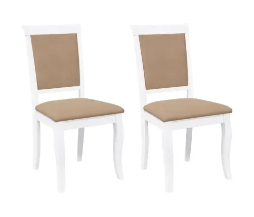 Ēdamistabas Krēsli Ar Spilveniem 2 Gab. Balta Masīvkoka Gumija Vidaxl