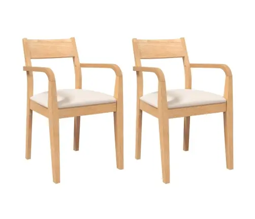 Ēdamistabas Krēsli Ar Spilveniem 2 Gab. Dabīga Masīvkoka Gumija Vidaxl