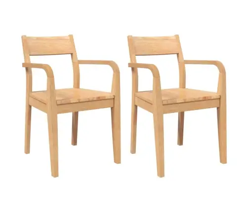 Ēdamistabas Krēsli 2 Gab. Dabīga Masīvkoka Gumija Vidaxl