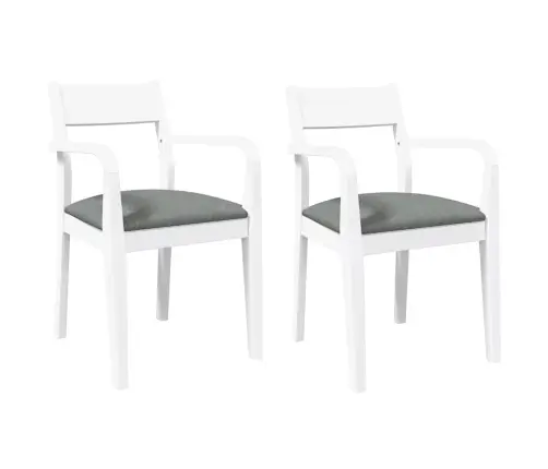 Valgomojo Kėdės Su Pagalvėlėmis 2 Vnt Balta Medžio Masyvo Guma