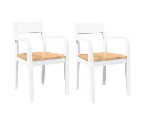 Ēdamistabas Krēsli 2 Gab. Balta Masīvkoka Gumija Vidaxl
