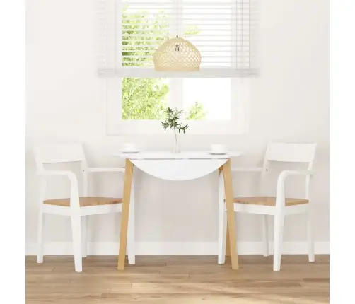 Ēdamistabas Krēsli 2 Gab. Balta Masīvkoka Gumija Vidaxl