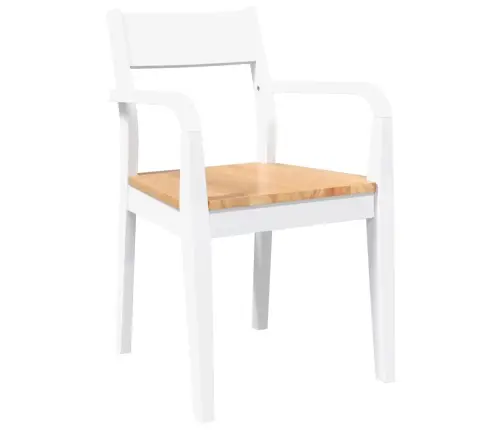 Ēdamistabas Krēsli 2 Gab. Balta Masīvkoka Gumija Vidaxl