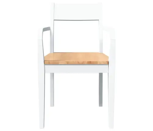 Ēdamistabas Krēsli 2 Gab. Balta Masīvkoka Gumija Vidaxl