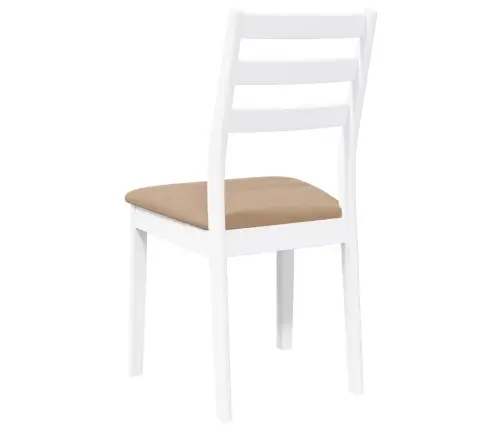 Ēdamistabas Krēsli Ar Spilveniem 2 Gab. Balta Masīvkoka Gumija Vidaxl