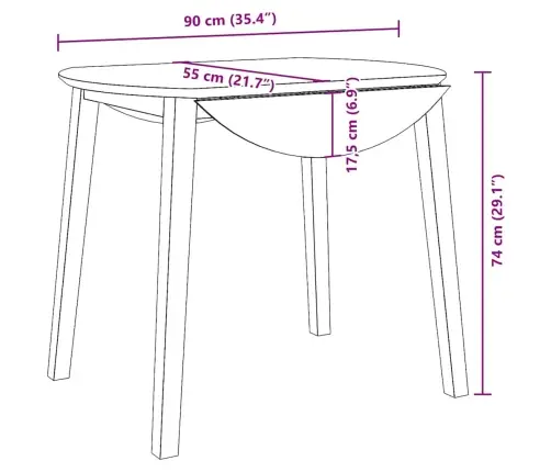 Ēdamgalds Brūns Masīvkoka Gumija Vidaxl