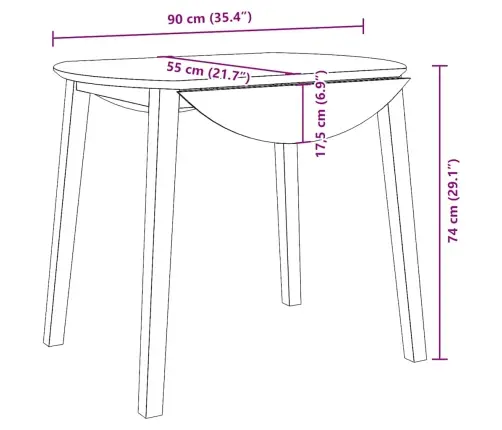 Ēdamgalds Dabīga Masīvkoka Gumija Vidaxl