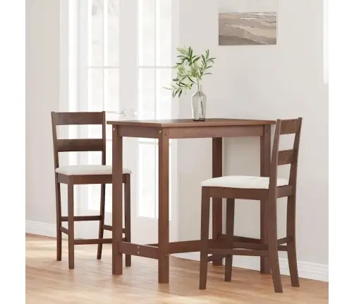 Baro Kėdės Su Pagalvėlėmis 2 Vnt Ruda Medžio Masyvo Guma