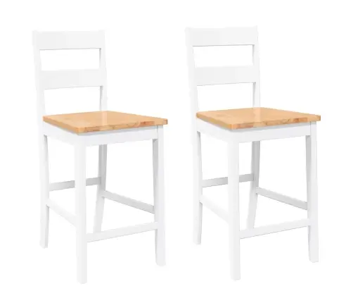 Bāra Krēsli 2 Gab., Balta, Masīvs Gumijkoks Vidaxl