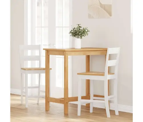 Bāra Krēsli 2 Gab., Balta, Masīvs Gumijkoks Vidaxl