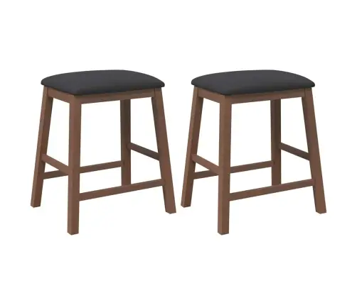 Bāra Krēsli Ar Spilveniem 2 Gab. Brūna Masīvkoka Gumija Vidaxl