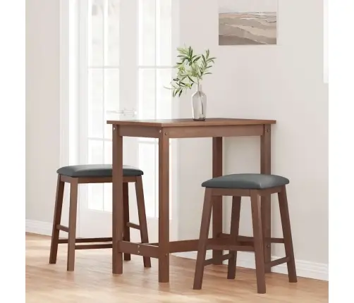 Bāra Krēsli Ar Spilveniem 2 Gab. Brūna Masīvkoka Gumija Vidaxl