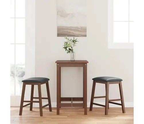 Bāra Krēsli Ar Spilveniem 2 Gab. Brūna Masīvkoka Gumija Vidaxl