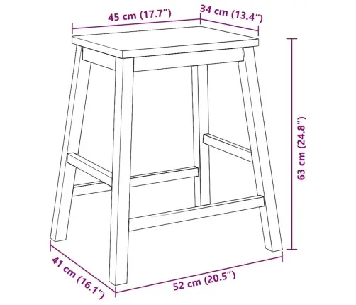 Bāra Krēsli 2 Gab Masīvkoka Gumija Vidaxl