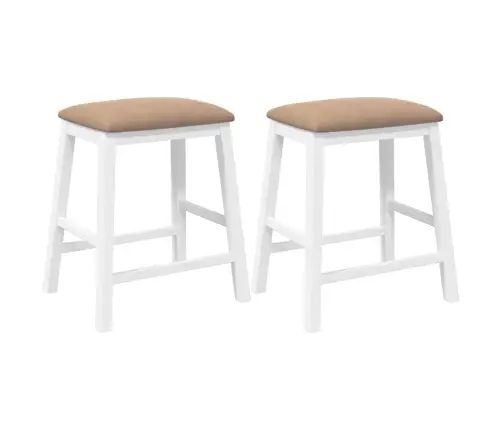 Baaritoolid Patjadega 2 Tk Valge Täispuidust Kumm