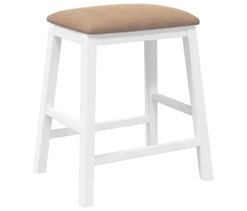 Baaritoolid Patjadega 2 Tk Valge Täispuidust Kumm