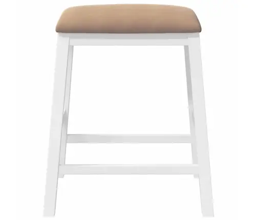 Baaritoolid Patjadega 2 Tk Valge Täispuidust Kumm