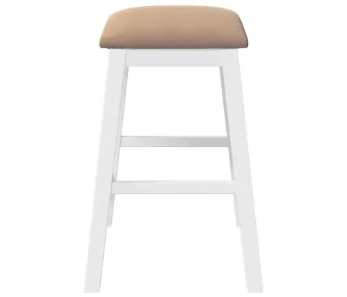 Baaritoolid Patjadega 2 Tk Valge Täispuidust Kumm