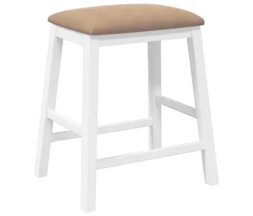 Baaritoolid Patjadega 2 Tk Valge Täispuidust Kumm