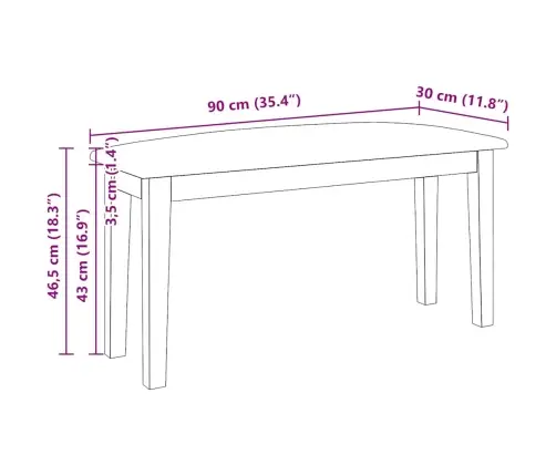 Sols 90 Cm Balta Masīvkoka Gumija Vidaxl