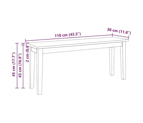 Sols 110 Cm Balta Masīvkoka Gumija Vidaxl