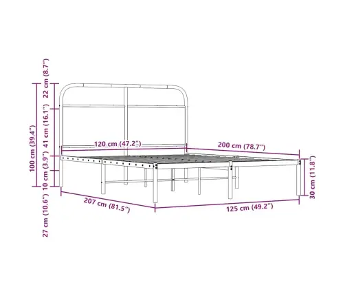 Lovos Rėmas Be Čiužinio, Dūminio Ąžuolo, 120X200cm Mediena Lovos Rėmas Be Čiužinio, Dūminio Ąžuolo, 120X200cm Mediena