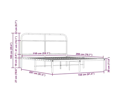 Voodiraam Ilma Madratsita, Suitsutatud Tamm, 150X200 Cm