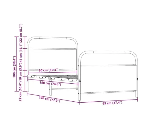 Gulta Bez Matrača, Ozolkoka, 90X190 Cm, Inženierijas Koks Vidaxl