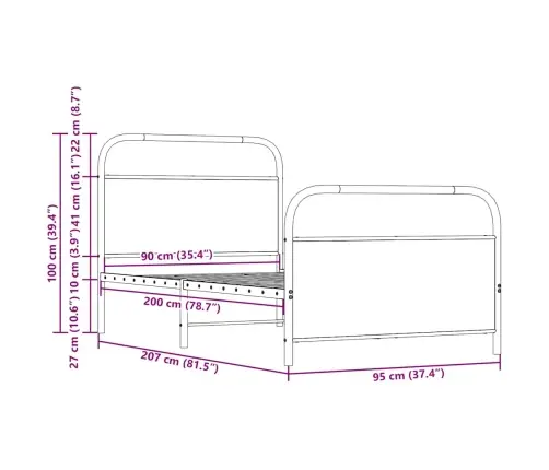 Voodiraam Ilma Madratsita, Suitsutatud Tamm, 90X200 Cm