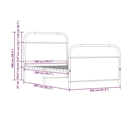 Gulta Bez Matrača, Ozolkoka, 100X200 Cm, Inženierijas Koks Vidaxl