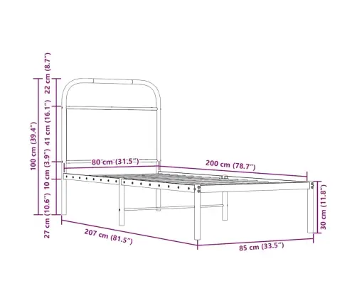 Lovos Rėmas Be Čiužinio, Sonoma, 90X190cm Apdirbta Mediena