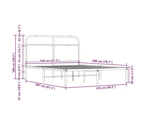 Voodiraam Ilma Madratsita, Sonoma Tamm, 120X200 Cm