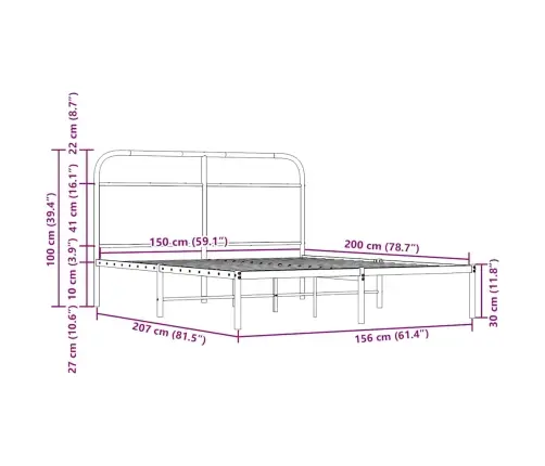 Voodiraam Ilma Madratsita, Sonoma Tamm, 150X200 Cm
