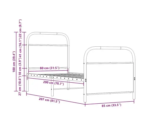 Gulta Bez Matrača, Ozolkoka, 80X200 Cm, Inženierijas Koks Vidaxl