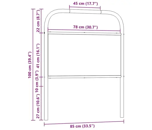 Pakaitinis Galvūgalis, Ąžuolo Spalvos, 80 cm Plienas Ir Mediena