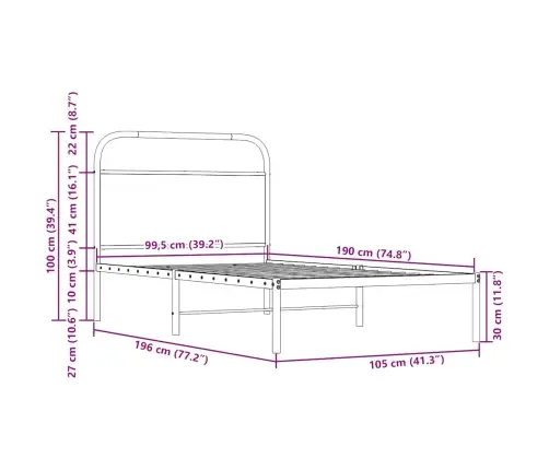 Voodiraam Ilma Madratsita, Pruun Tamm, 100X190 Cm