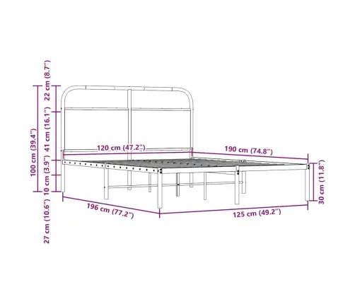 Voodiraam Ilma Madratsita, Pruun Tamm, 120X190 Cm
